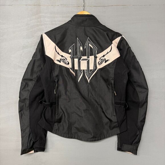 Harley Davidson Y2K Multi Pocket Pink and Black Zip Up Riding Jacket Women’s Lar - Picture 2 of 7